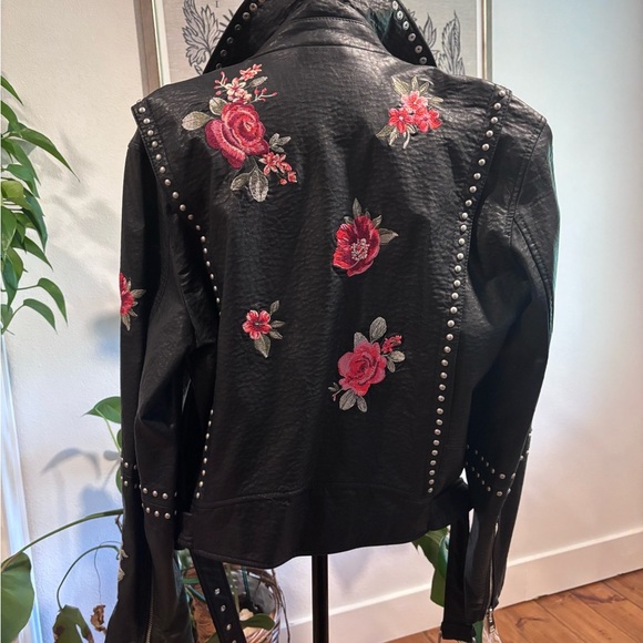 Black Studded Floral Embroidered Jacket, XXL - Picture 4 of 9